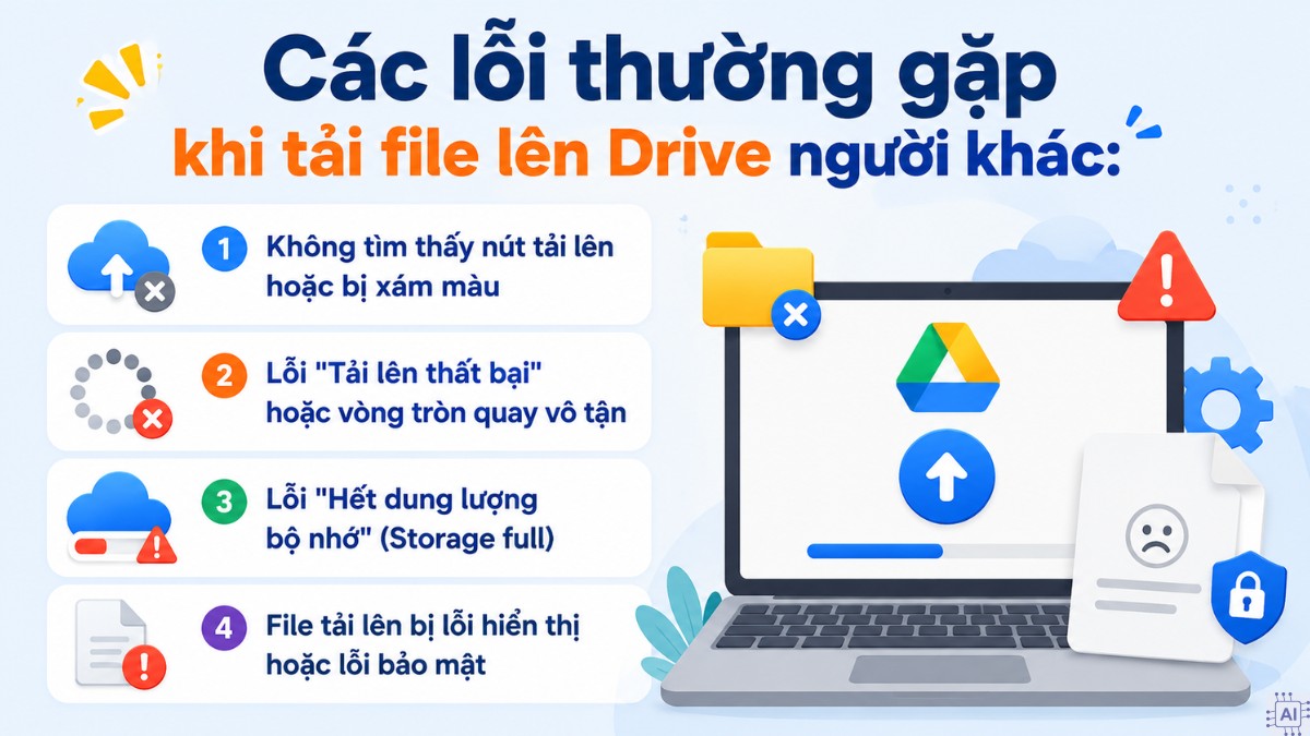 Các lỗi hay gặp khi tải file lên Drive của người khác