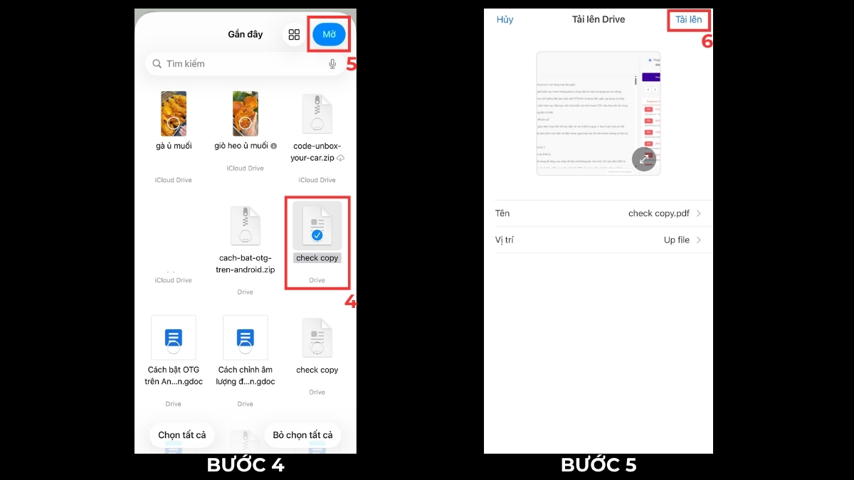 Nhấn Tải lên Google Drive