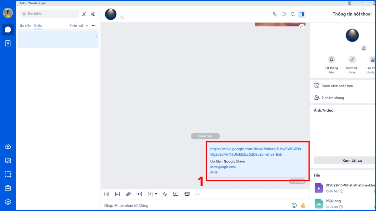 Nhấn vào đường link thư mục Google Drive