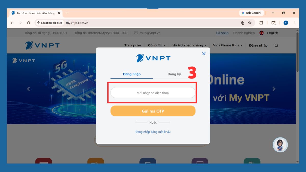 Nhập số điện thoại