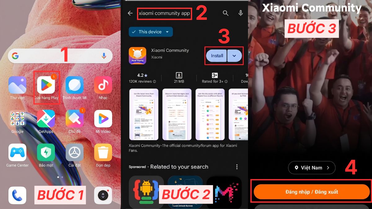 Thao tác cài diễn đàn Xiaomi trên di động