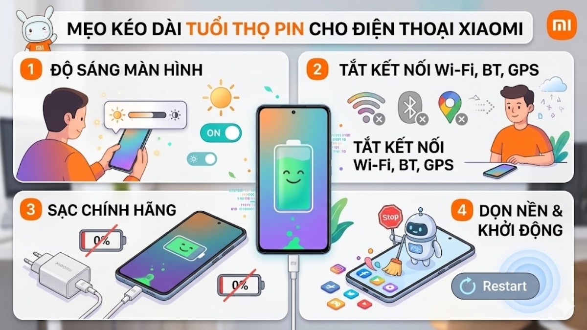 Mẹo kéo dài tuổi thọ pin Xiaomi