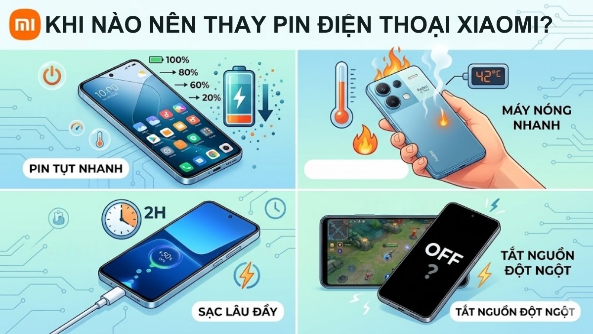 Những trường hợp thay pin điện thoại Xiaomi