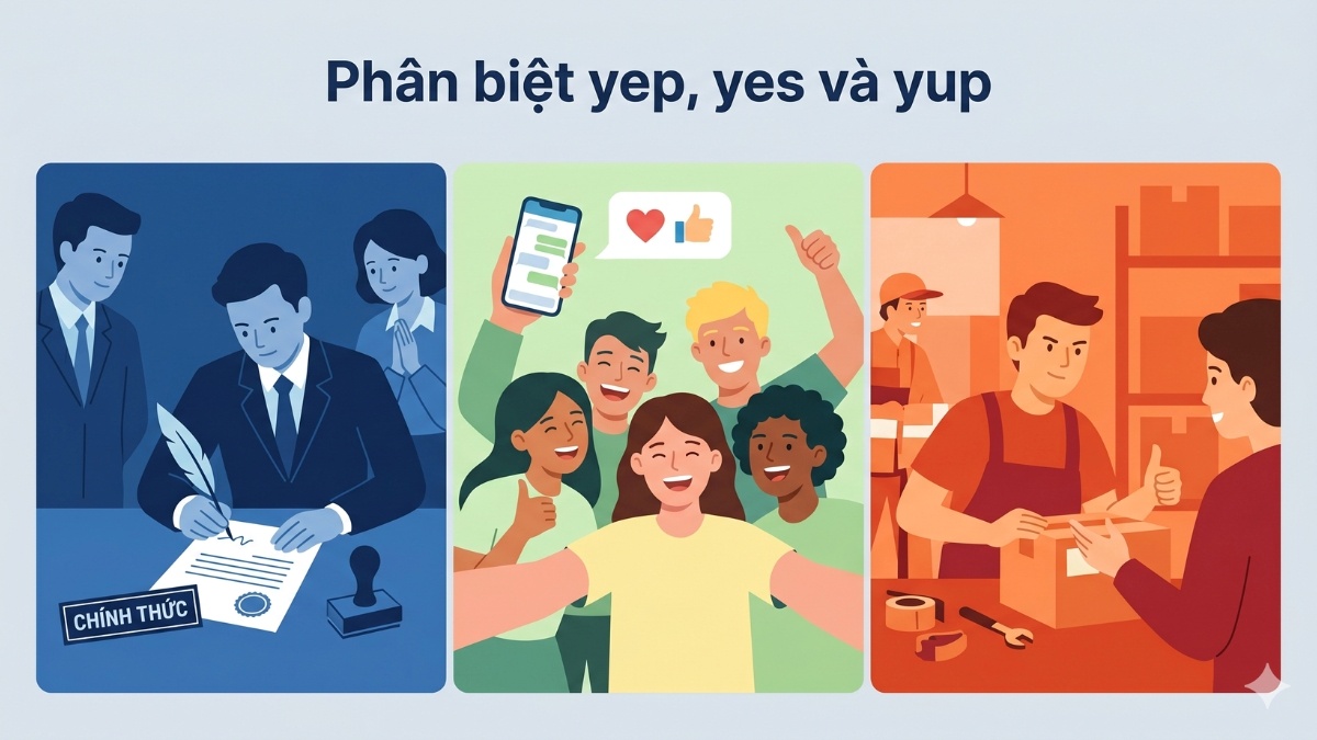 Phân biệt yep, yes và yup
