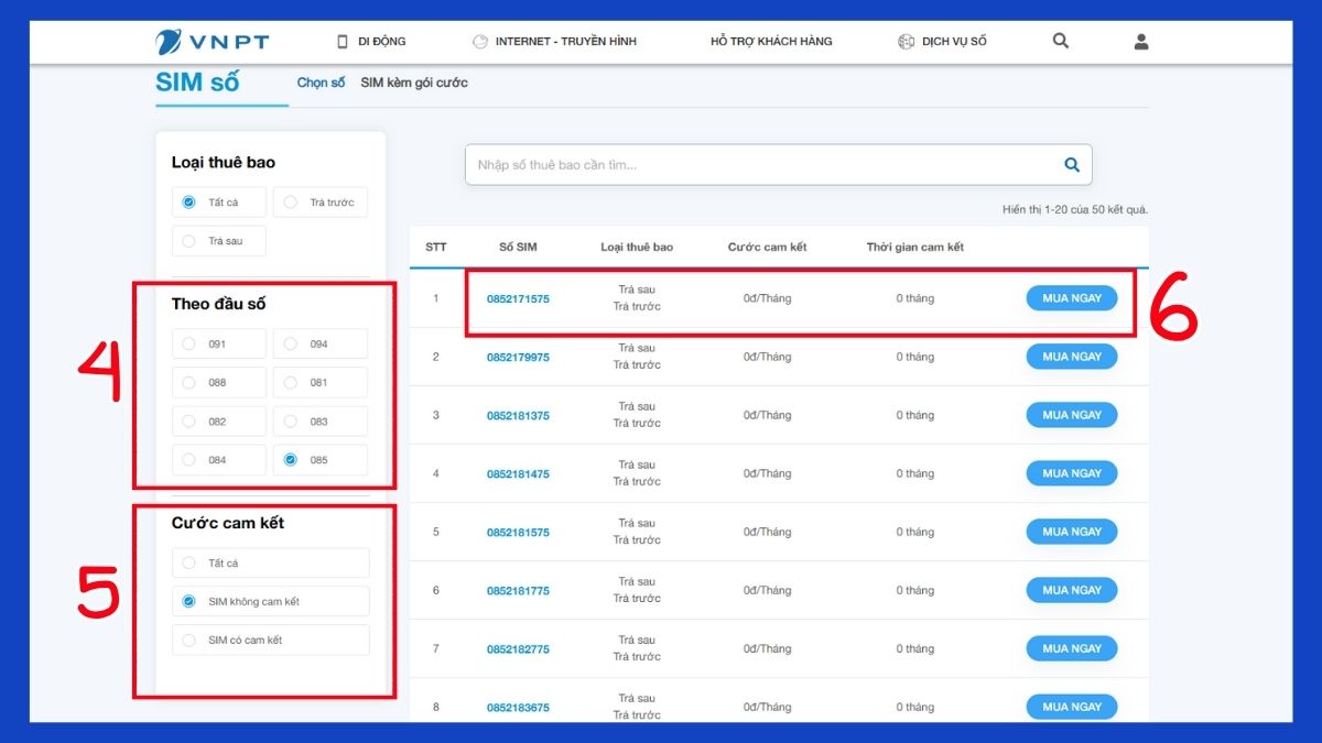 đầu số SIM 012 vinaphone