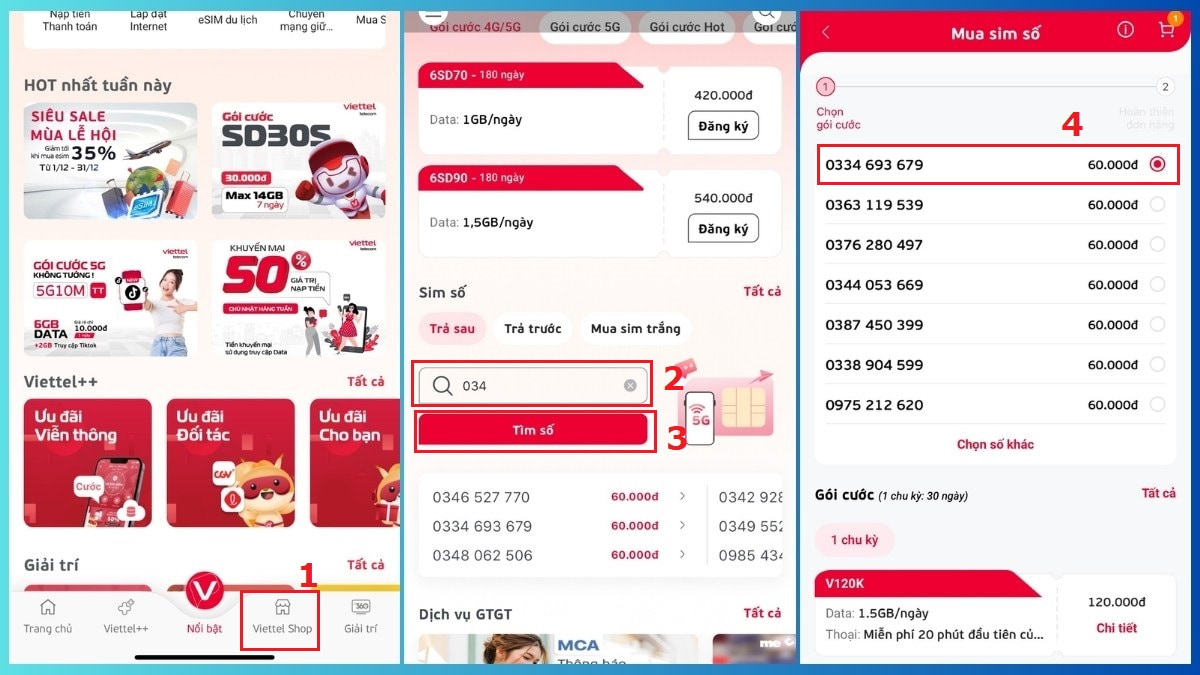 Mua SIM đầu số 034 tại nhà