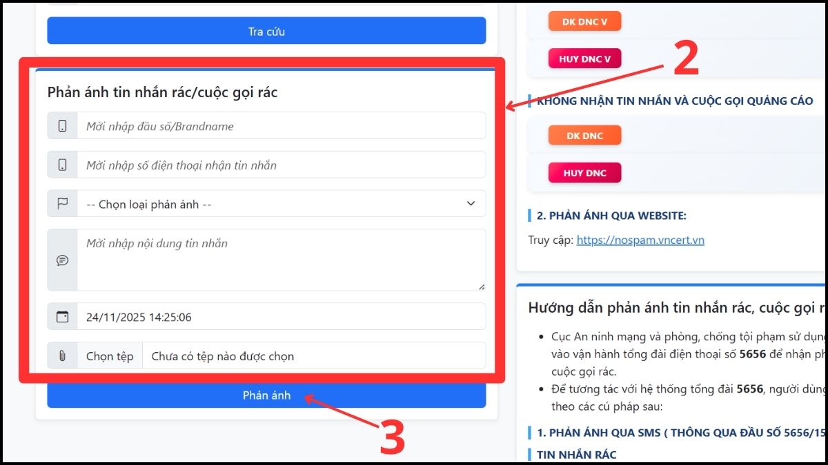 cách báo cáo cuộc gọi rác