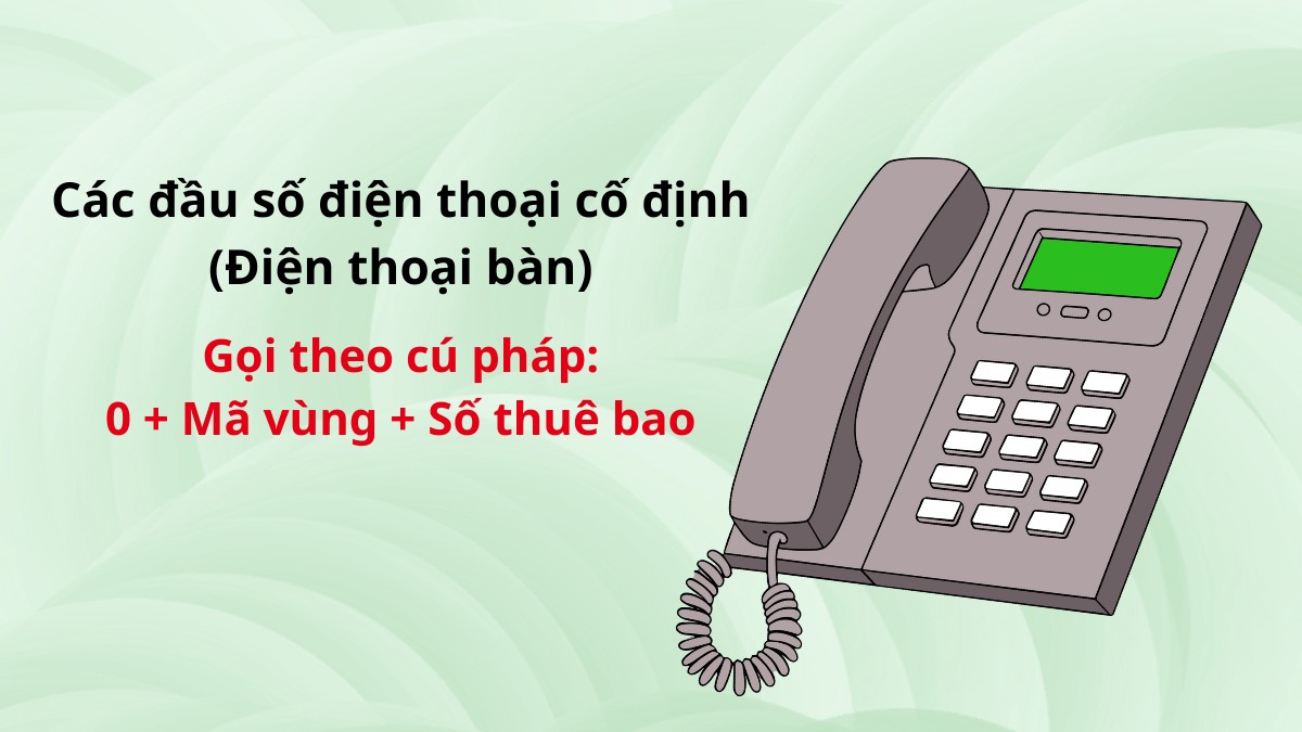 Các đầu số điện thoại cố định