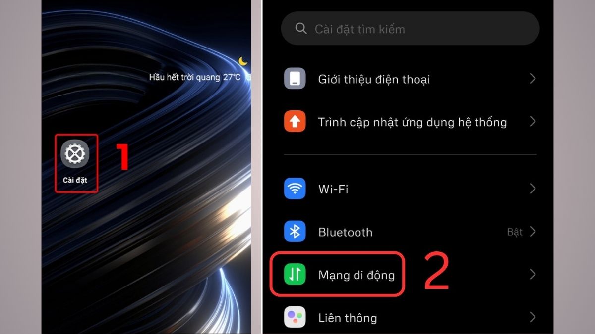 cách bật data trên realme