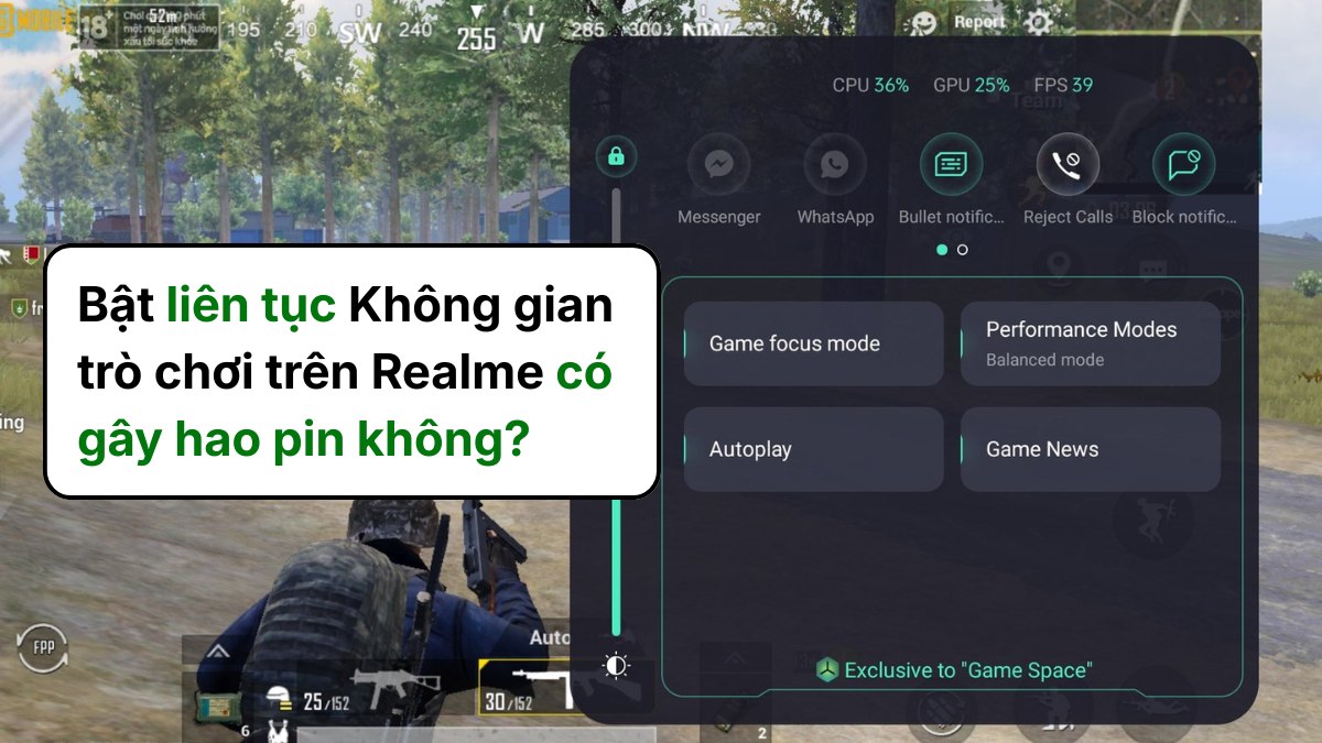 cách bật chế độ không gian trò chơi realme