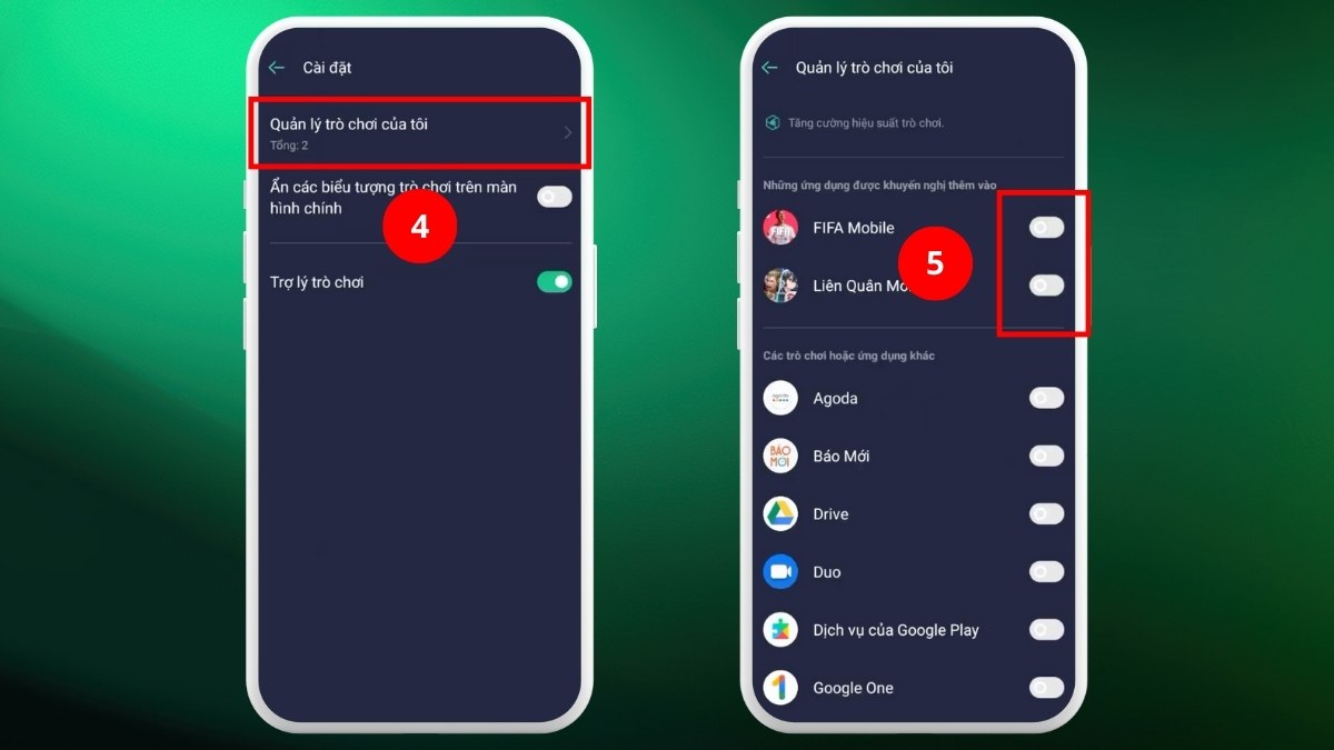 cách bật không gian trò chơi trên realme