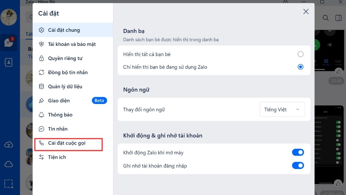 bật Micro trên Zalo cuộc gọi