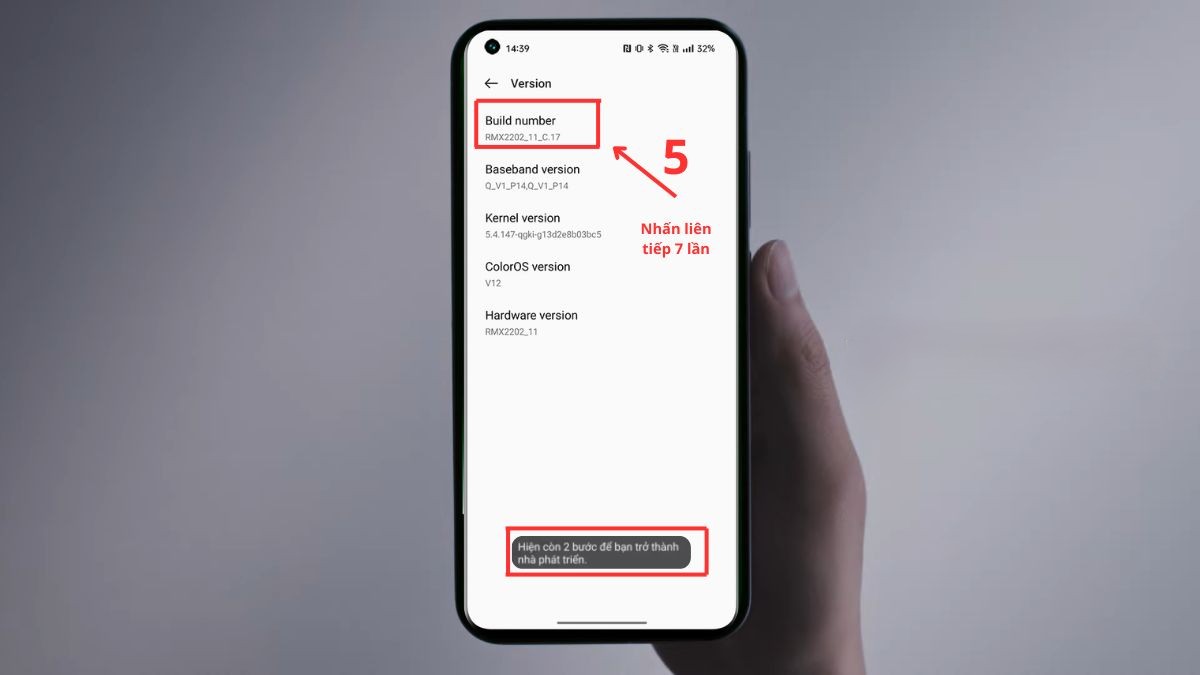 mở tùy chọn nhà phát triển trên realme