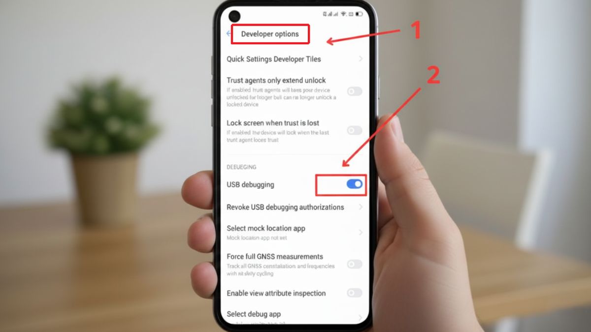 cách mở tùy chọn nhà phát điện thoại realme
