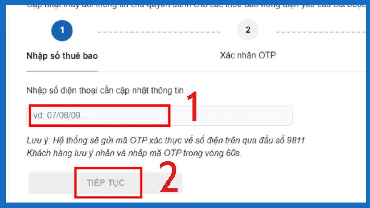 cập nhật thông tin thuê bao MobiFone online