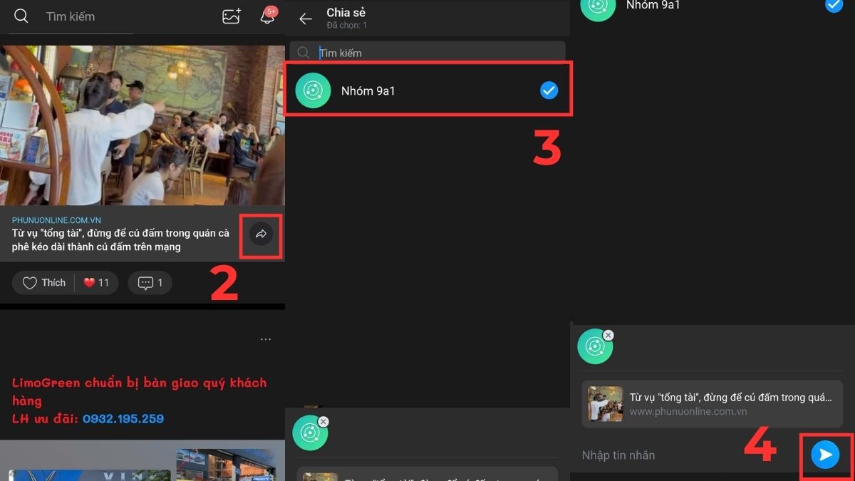 share bài viết nhóm trên Zalo