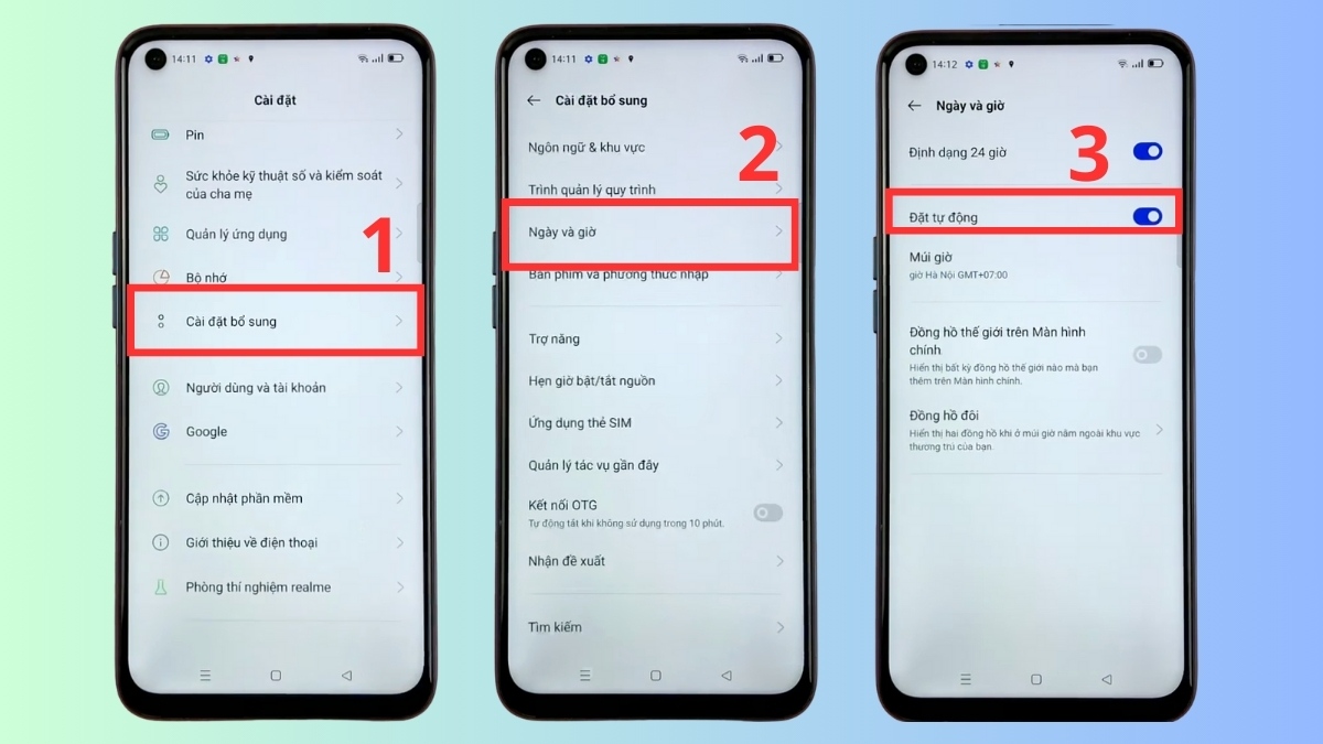 cách chỉnh ngày giờ trên điện thoại realme
