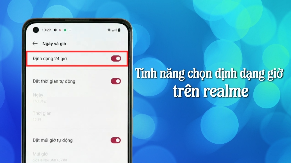 cách cài đặt giờ trên điện thoại realme