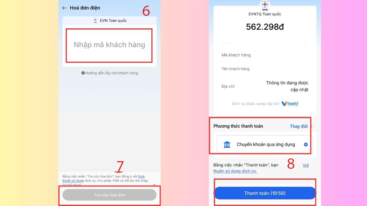 thanh toán tiền điện trên zalo