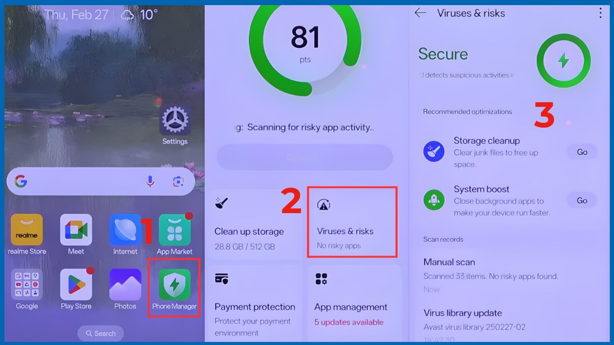 diệt virus trên điện thoại realme