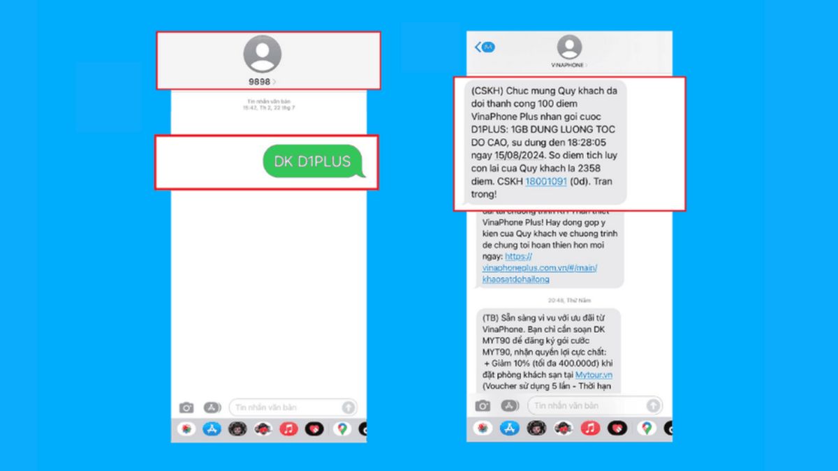 đoổi điểm vinaphone sang data bằng SMS