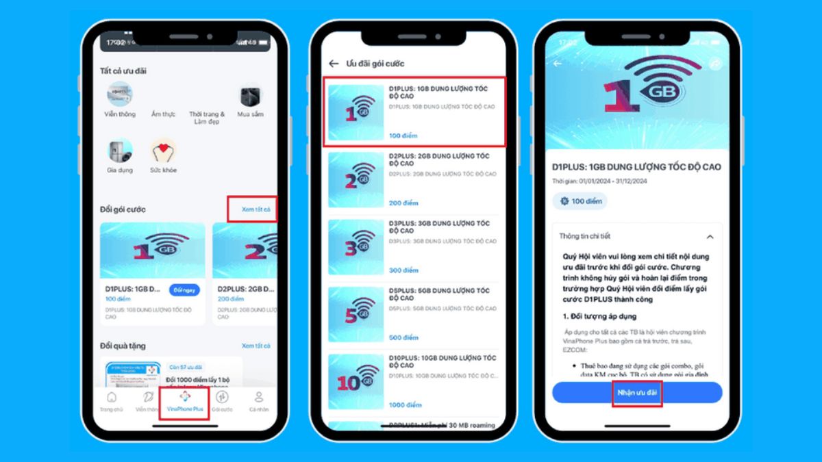 đổi điểm VinaPhone Plus trên My VNPT