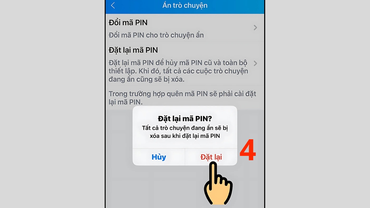 thay đổi mã pin tin nhắn ẩn Zalo