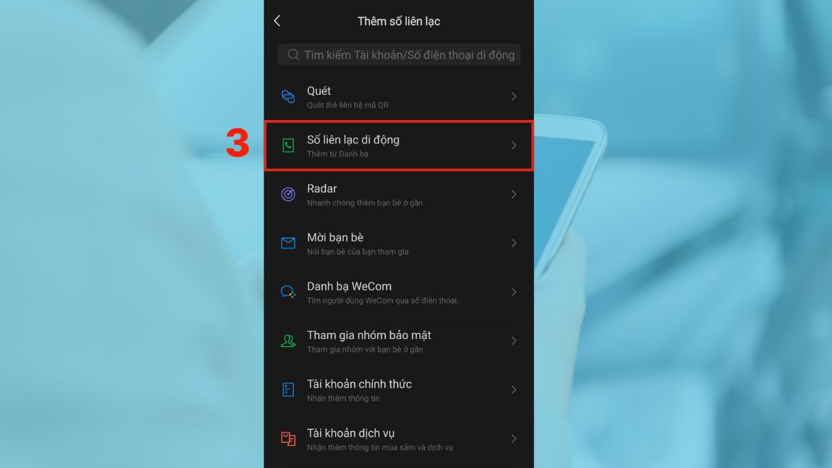 số điện thoại kết bạn Wechat