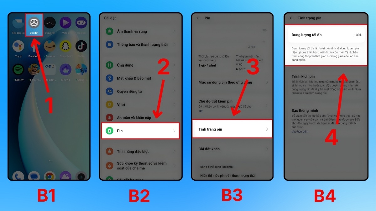 kiểm tra pin của realme