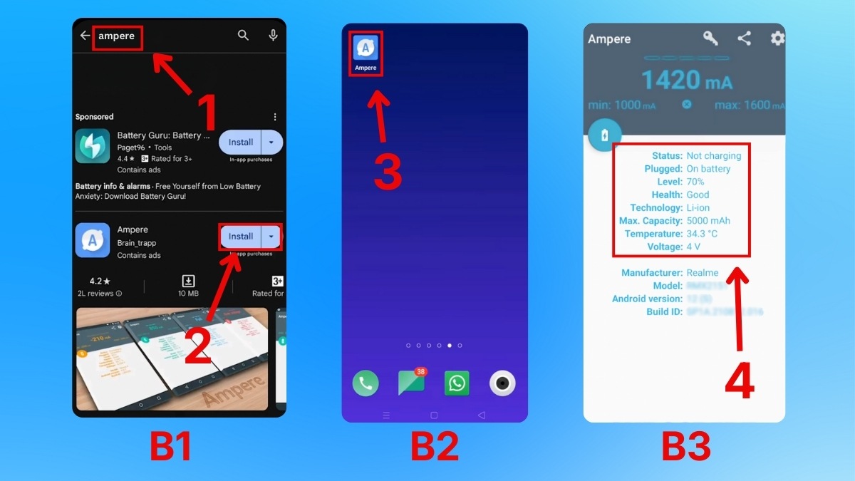 kiểm tra độ chai pin trên realme