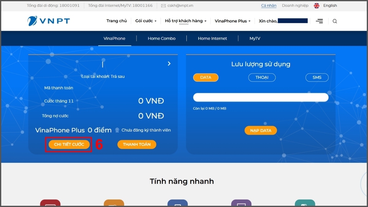 kiểm tra gói cước đang sử dụng vinaphone