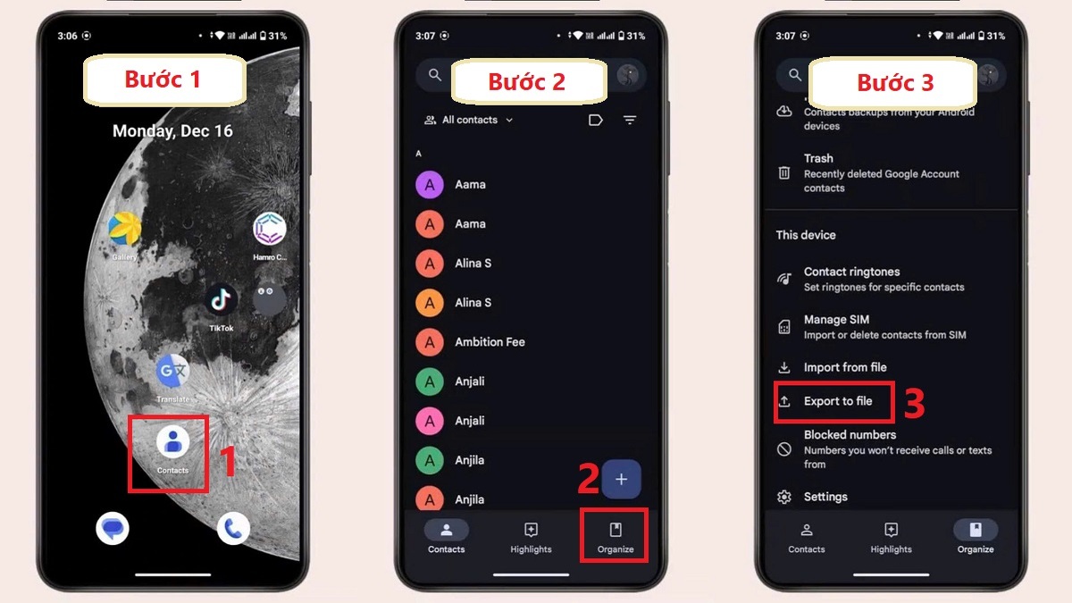 sao chép danh bạ vào SIM realme