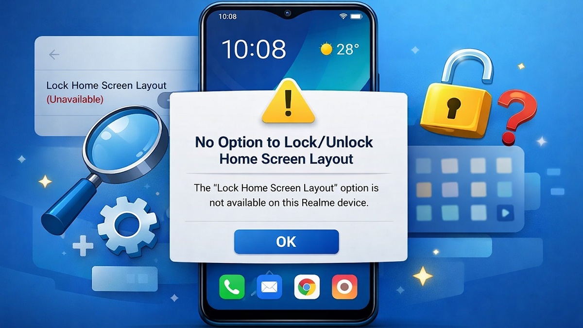 bố cục màn hình chính bị khóa trên realme