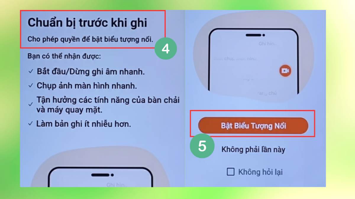 cấp quyền quay màn hình Samsung