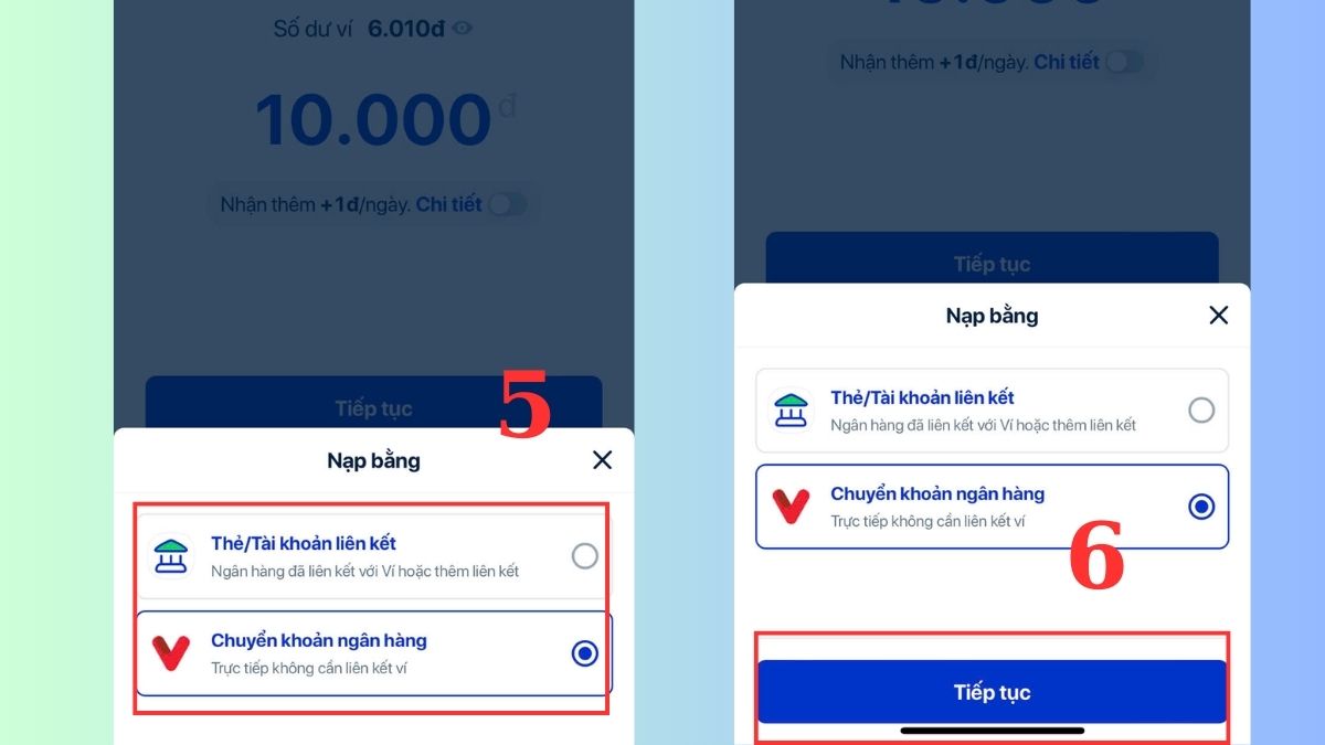 nạp tiền vào ví ZaloPay từ SIM
