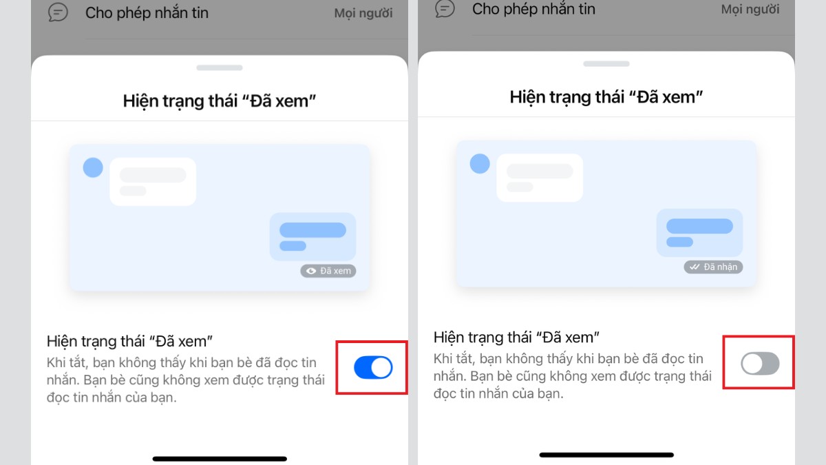 bật hiển thị đã xem tin nhắn trên Zalo