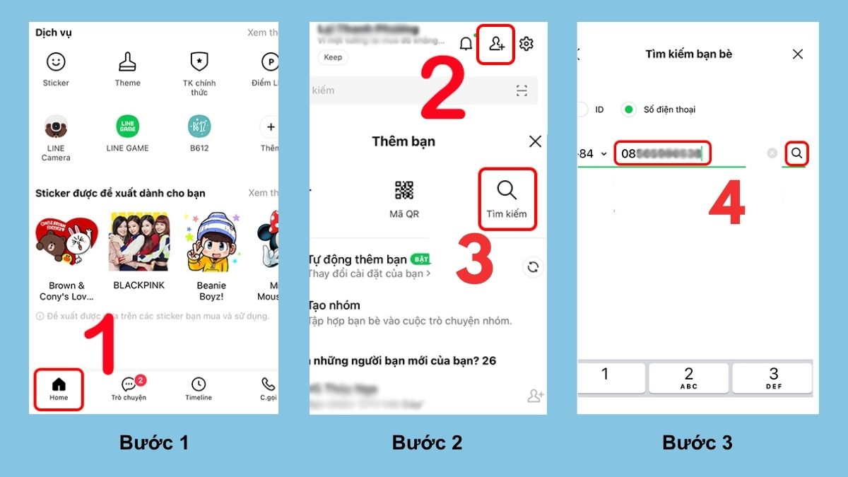 cách tra cứu số điện thoại của người khác qua line
