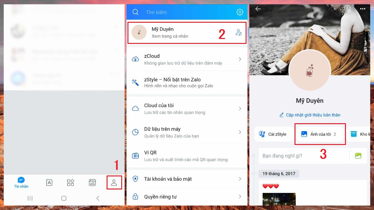 xoá ảnh trong Album Zalo trên android