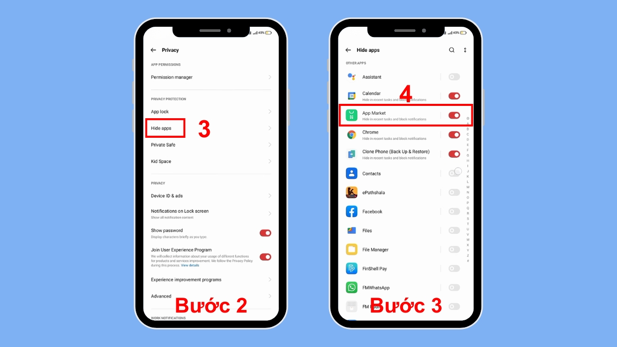 ẩn ứng dụng mặc định