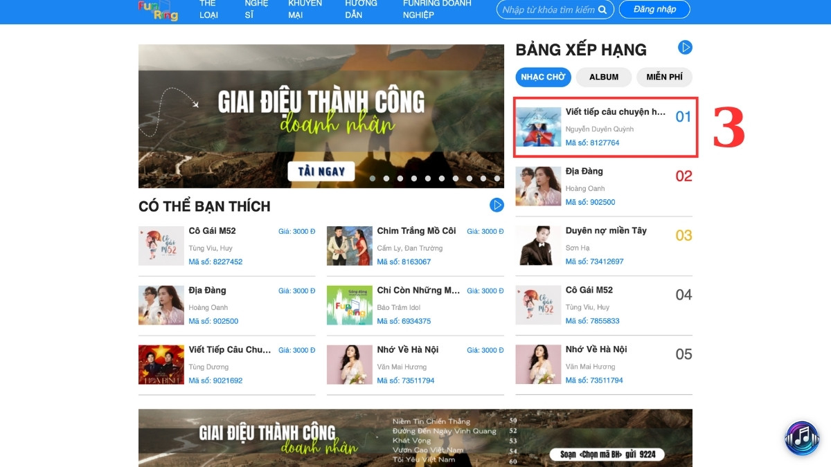 danh sách nhạc chờ mobifone