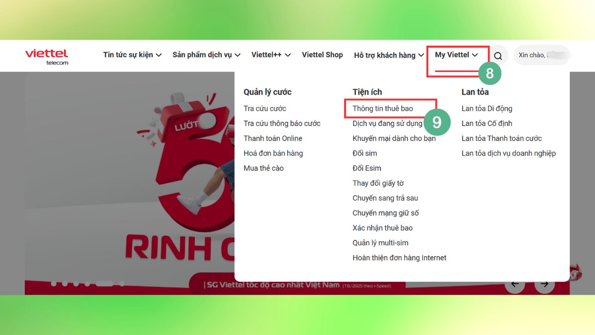 thông tin thuê bao viettel
