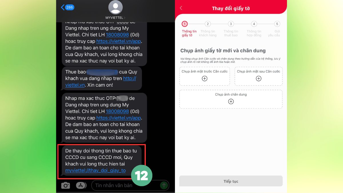 bổ sung thông tin thuê bao viettel