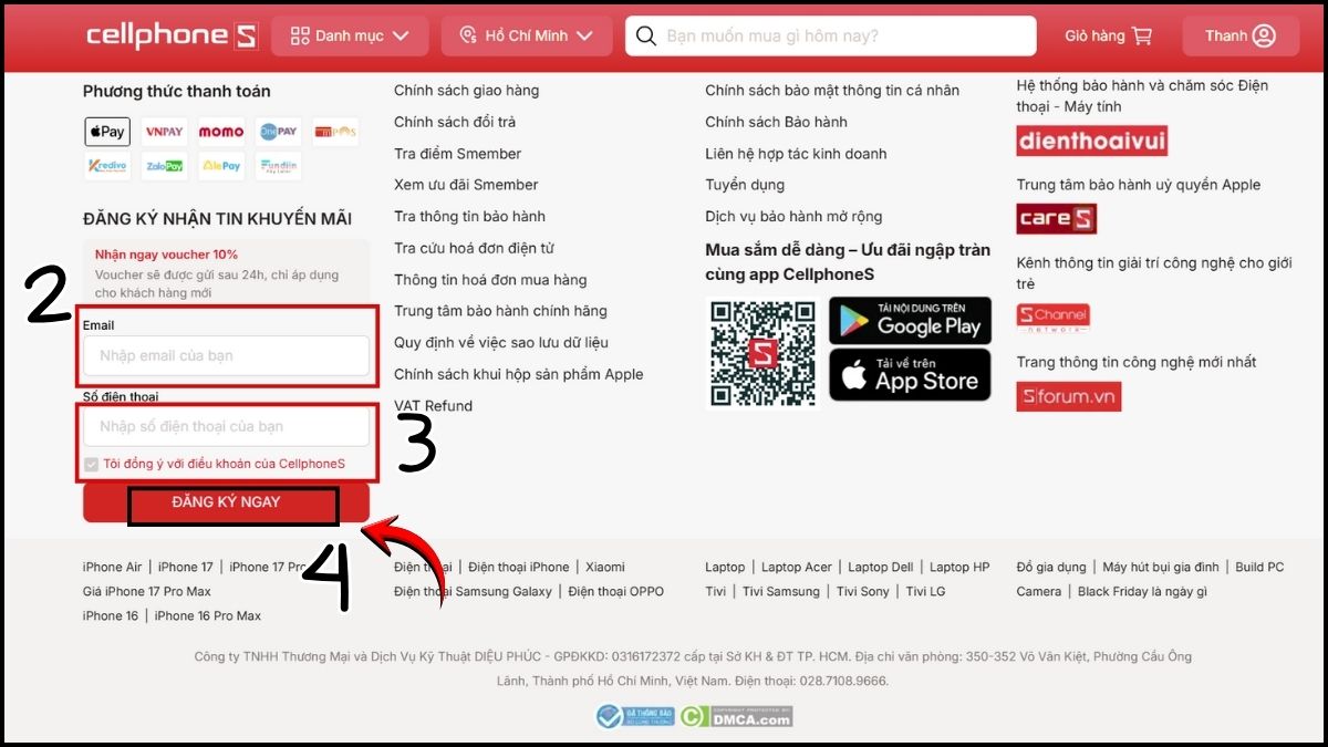 chương trình khuyến mãi cellphones qua email