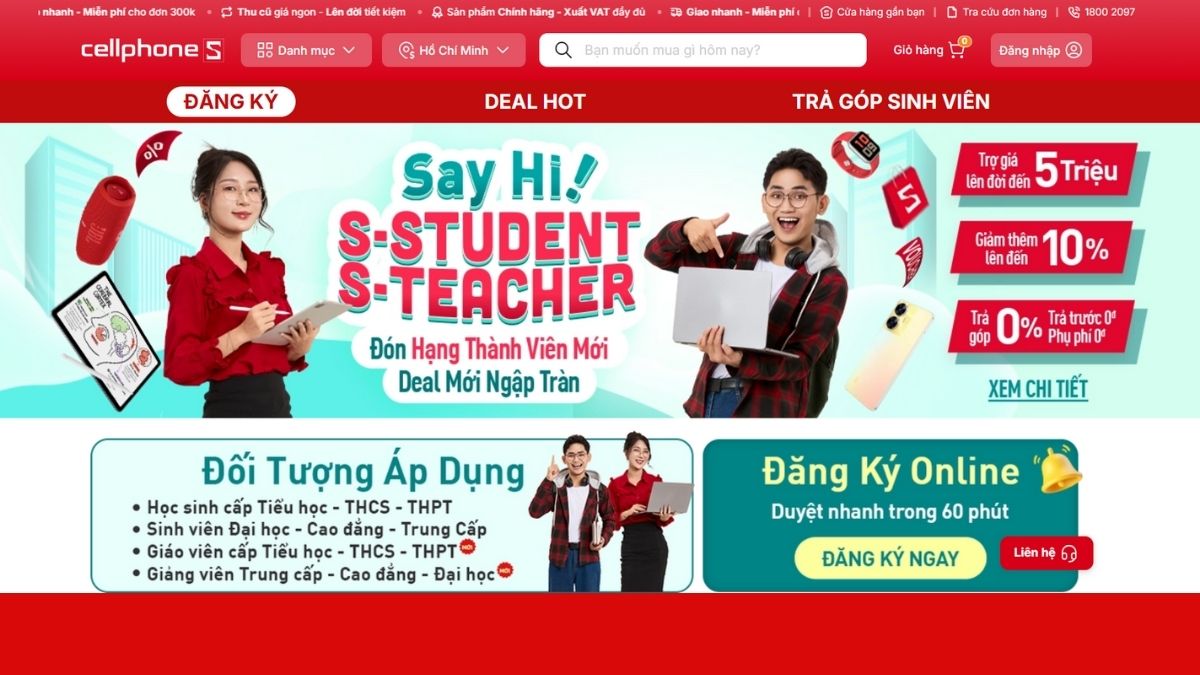 chương trình khuyến mãi CellphoneS s-student