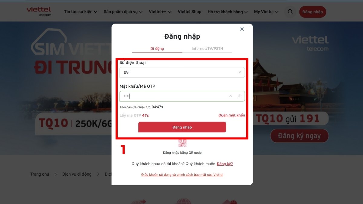 chuyển vùng quốc tế sim viettel website
