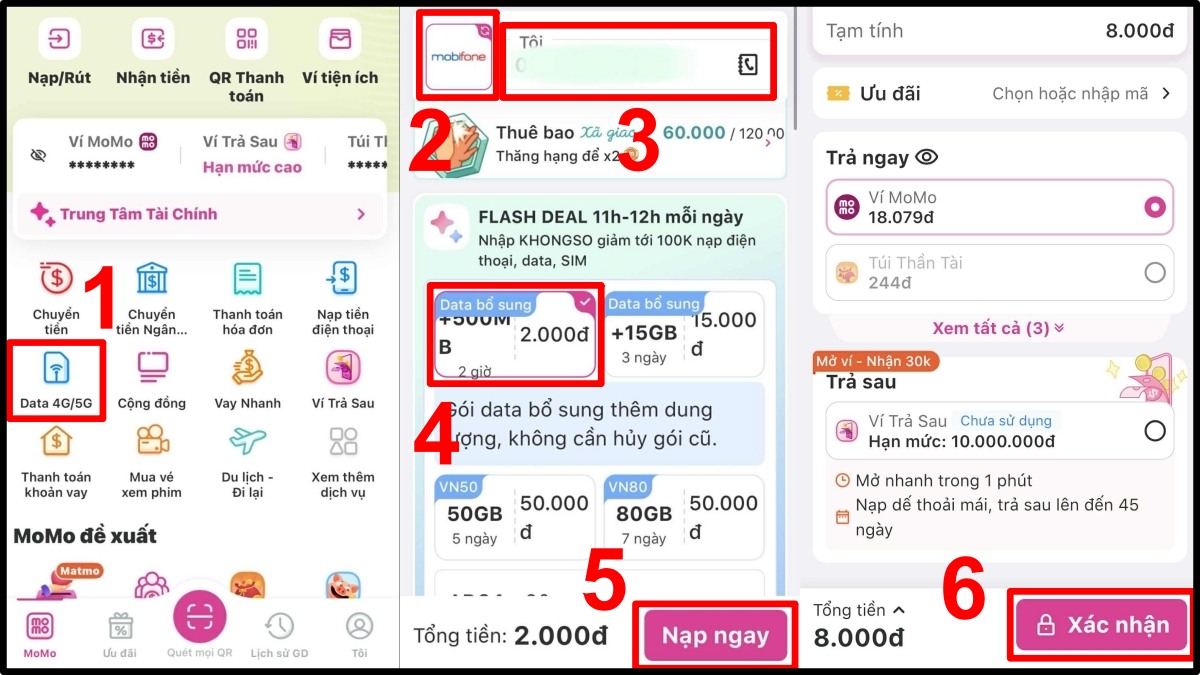 đăng ký 4G Mobi qua momo