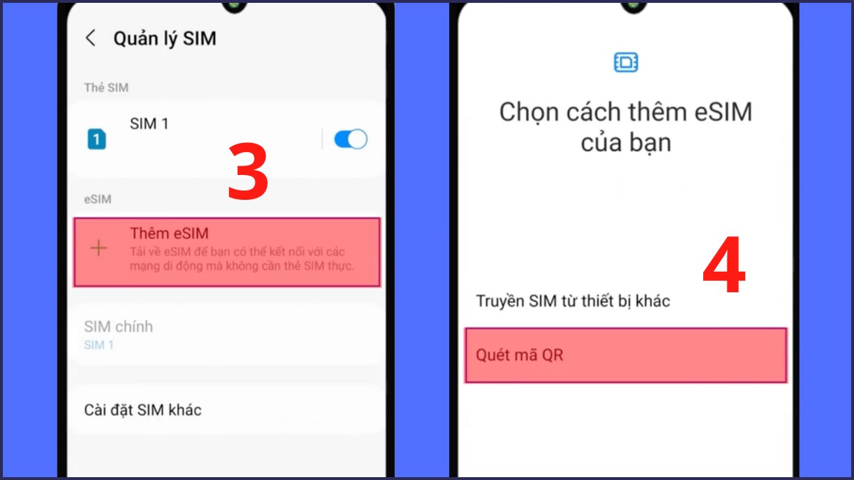 thêm esim mobifone android