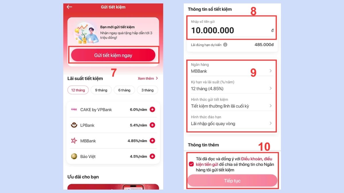 gửi tiết kiệm trên viettel money