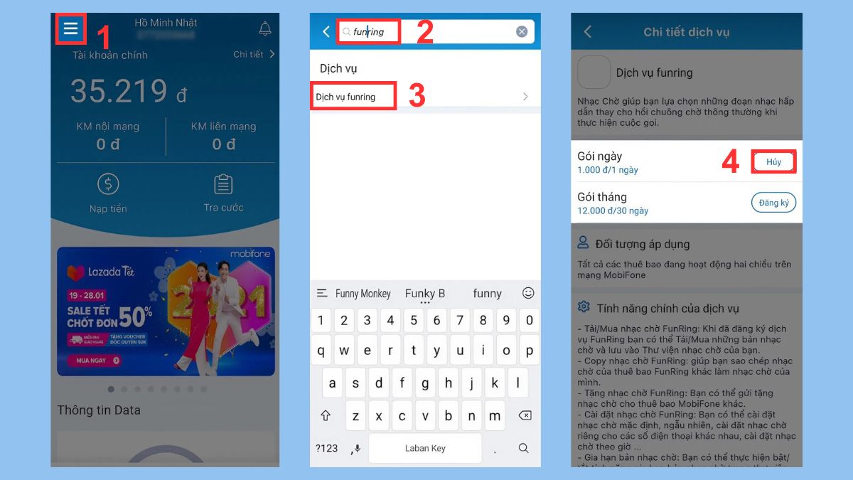 hủy nhạc chờ mobi qua my mobifone