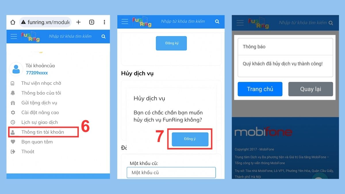cú pháp hủy nhạc chờ mobifone